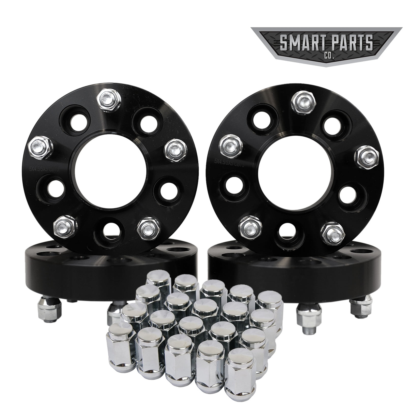 4 PC 2" 5x5 Black Hubcentric Wheel Spacers Adapters 1/2x20 Stud + 20 PC