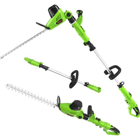 GARCARE 2 in 1 Electric Pole Hedge Trimmer, Corded Trimmer with 18 inch Dual-Action Laser Blade, 4.8Amp, 600W
