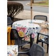 thumbnail image 4 of Outdoor Tablecloth with Umbrella Hole and Zipper, Bunny Easter Square Table Cloth 54x54 Inch Waterproof Tablecloth, Spring Floral Blue Leaves Watercolor Picnic Table Cover for Patio Camping, 4 of 7