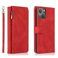 thumbnail image 2 of Funda de cuero con tapa horizontal y cremallera para iPhone 13 Pro Max, con textura de caballo loco, ranuras para tarjetas, billetera y cordón., 2 of 5