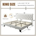 thumbnail image 3 of Honfach King Size Velvet Bed Frame with Upholstered Button Tufted Headboard, Platform Bed with Wooden Slats Support, No Box Spring Needed, Easy Assembly, Noise-Free, White, 3 of 9