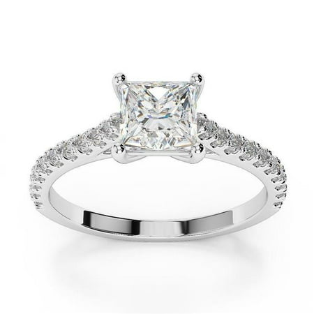 - Harry Chad HC10485-6 2 CT White Gold 14K Princess Cut with Round Diamond Ring, Color G - VS2-VVS1 Clarity