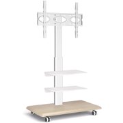 RTVR Swivel Rolling TV Stand Adjustable Mobile TV Cart for 26-65 inch Screens, Corner Floor Stand for Bedroom, Living Room, Home Office, White