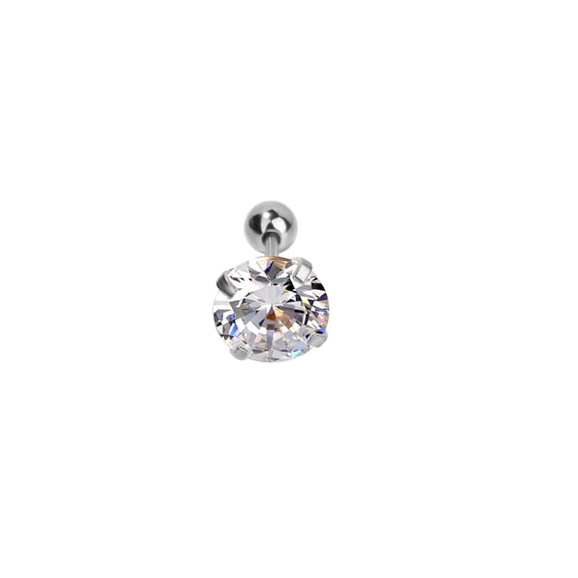 Pendientes de acero inoxidable de 4 puntas para mujer y hombre, aretes de circonita para oreja, Tragus, cartílago estándar, joyería de lóbulo para Piercing Daith, 1 pieza