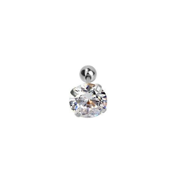 Pendientes de acero inoxidable de 4 puntas para mujer y hombre, aretes de circonita para oreja, Tragus, cartílago estándar, joyería de lóbulo para Piercing Daith, 1 pieza