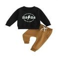 thumbnail image 1 of Baby Boys Pants Set  Long Sleeve Crew Neck Letters Print Sweatshirt with Elastic Waist Sweatpants Infant Clothes, 1 of 7