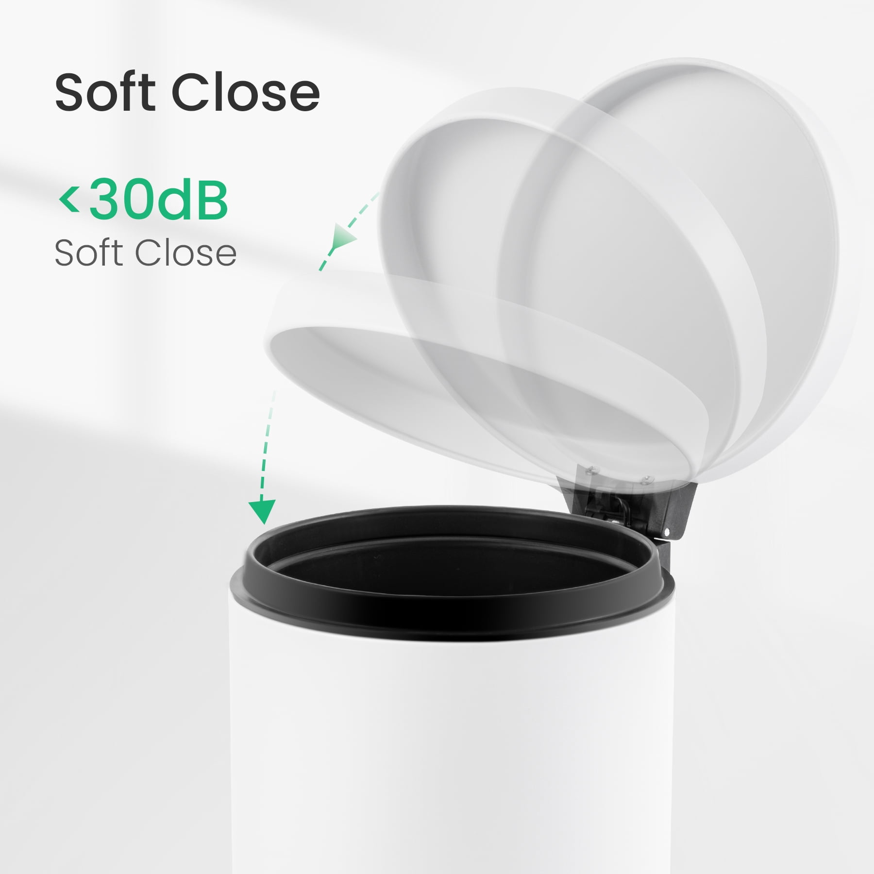 Cesun 4.5 Liters / 1.2 Gallons Bathroom Garbage Can, Mini Round Wastebasket, White