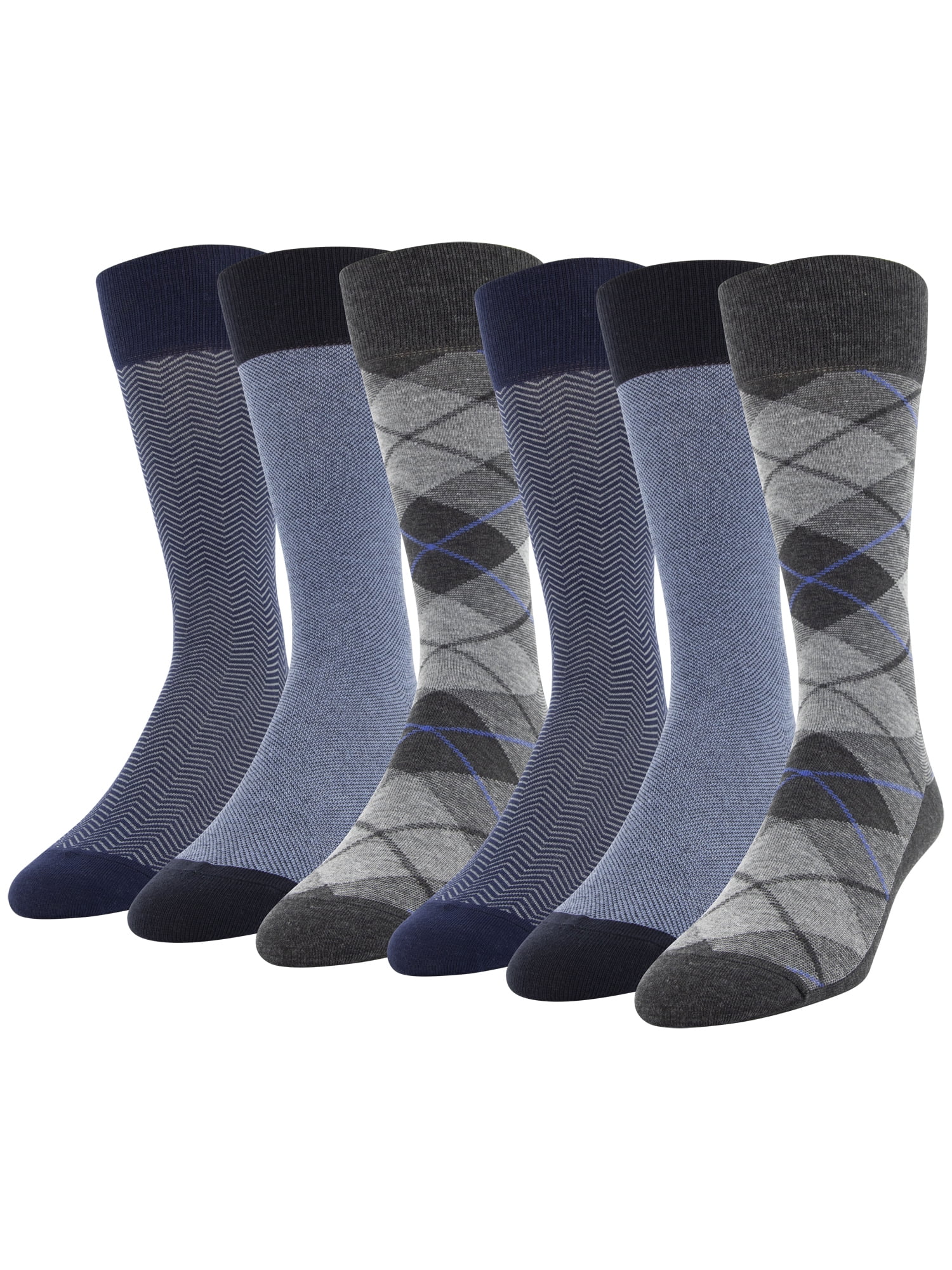 George Men's Bias Plaid Crew Socks, 6 Pairs - Walmart.com