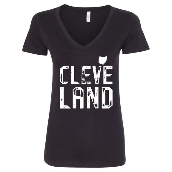 Inktastic Cleveland, Ohio Distressed Font Women's V-Neck T-Shirt