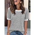 thumbnail image 5 of Women'S Textured Shirts Tops Short Cap Sleeve Shirts Loose Fit Summer Outfits Gray XL, 5 of 7