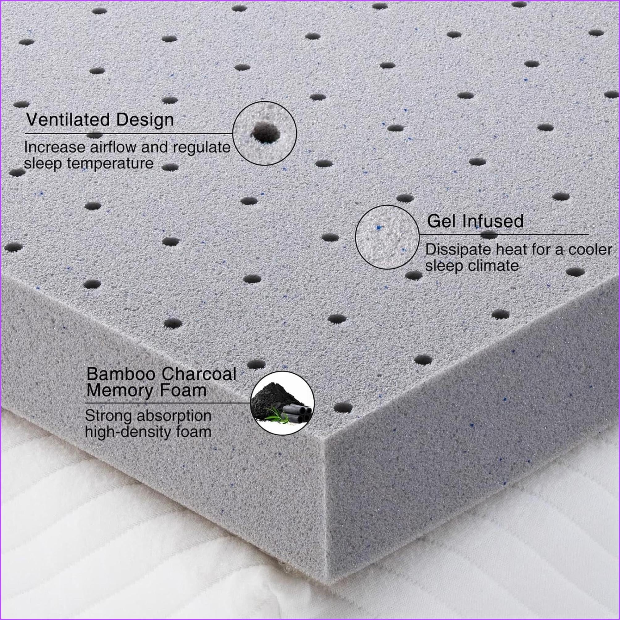 Mattress Topper King 2 Inch Gel Memory Foam Cooling Pressure Relief CertiPUR-US | Light Gray | Polyurethane