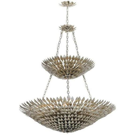 Crystorama Broche 18 Light Antique Silver Leaf Chandelier - 40'' W x 47'' H