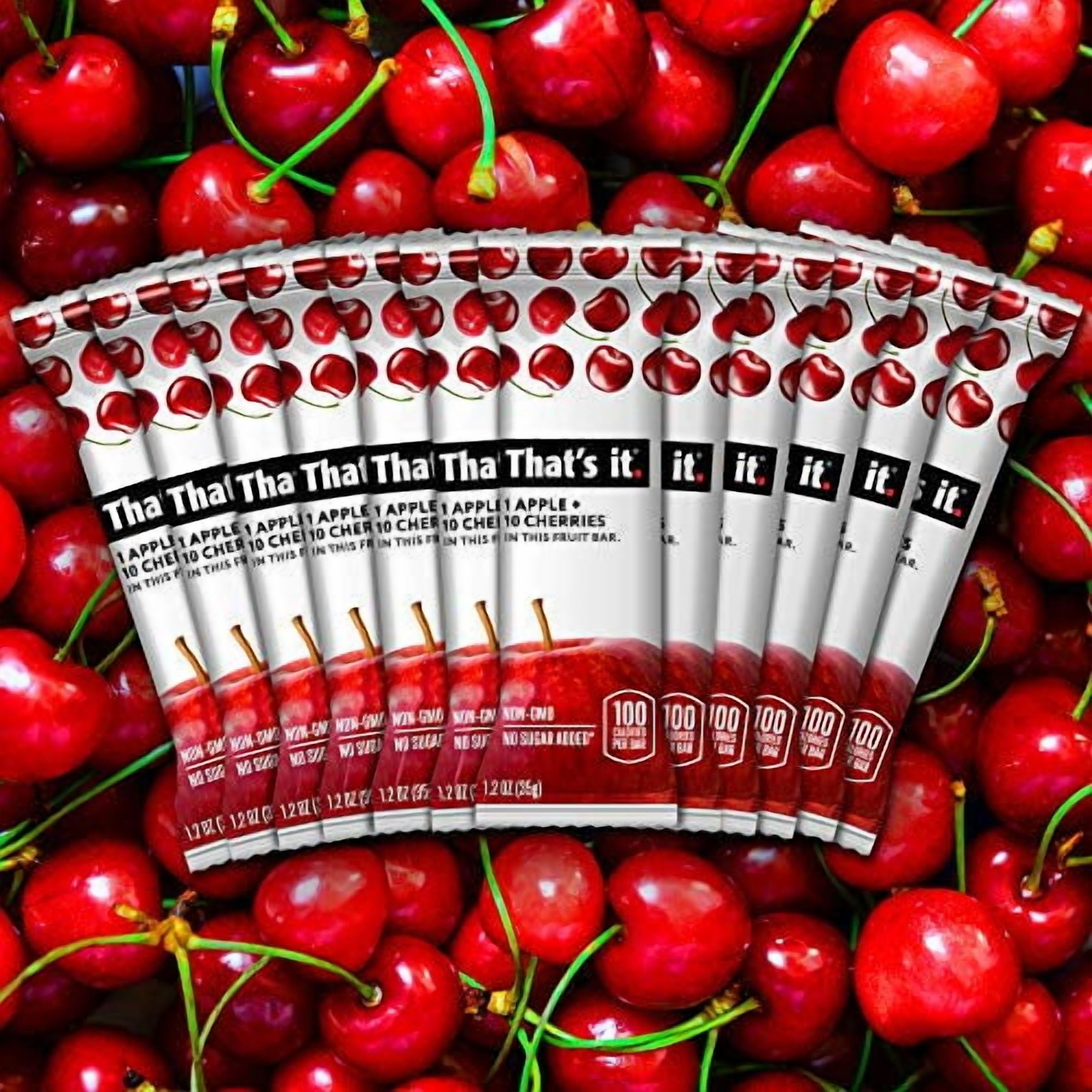 That's it. Apple + Cherry 100% Natural Real Fruit Bar, Best High Fiber Vegan, Gluten Free Healthy Snack, Paleo for Children & Adults, Non GMO No Sugar Added, No Preservatives Energy Food (12 Pack)