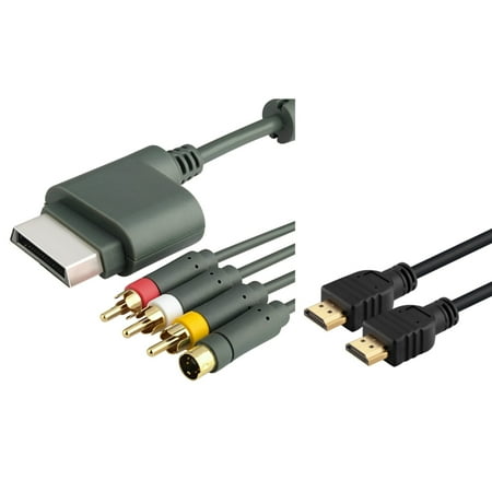 Insten 6Ft HDMI Cable+AV Composite S-Video Cable for Xbox 360