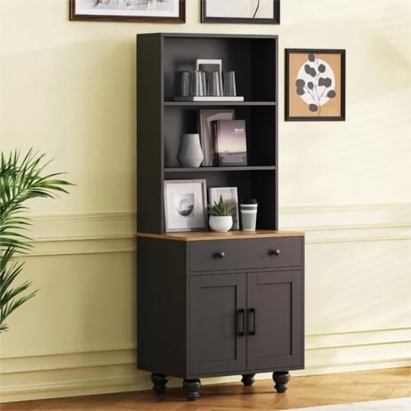YINGYING 63" Tall Bookshelf, Farmhouse Bookcase with Adjustable Shelves Display Storage Shelves for Living Room,Home Office