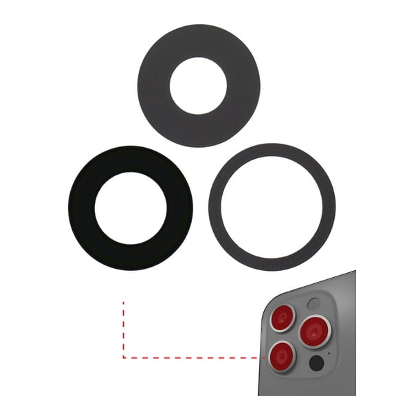 Replacement Back Camera Lens (Glass Only) With Adhesive Compatible For iPhone 13 Pro / 13 Pro Max (3 Piece Set) (Aftermarket Plus) (10 Pack)