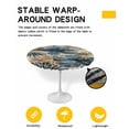 thumbnail image 2 of nqOlkjepod Blue Brown Botanical Round Tablecloth, Fitted Table Cover with Elastic for 36"-44" Round Tables, Summer Vintage Flowers Table Cloth Outdoor Indoor Dinning Party Waterproof Tablecloths, 2 of 6
