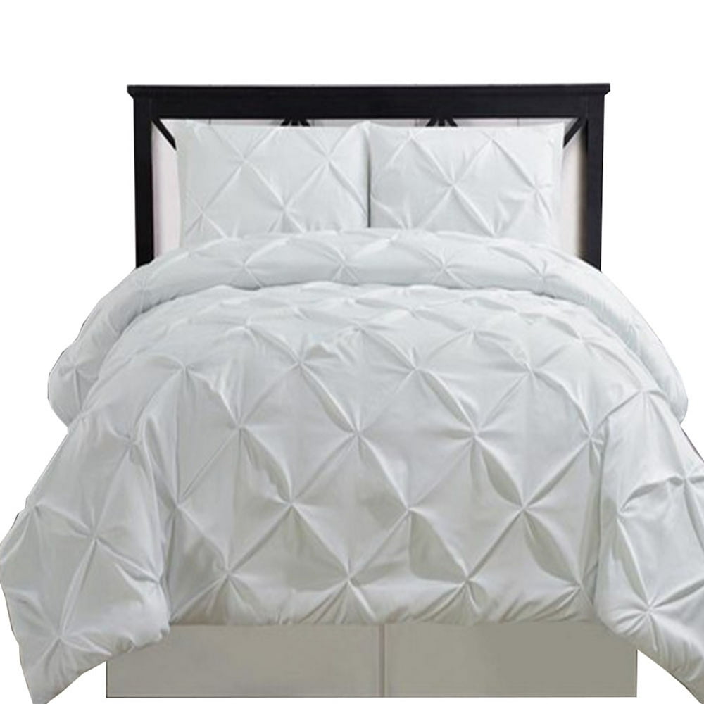 Twin/Twin XL White Oxford Double Needle Comforter Set Soft Pinch