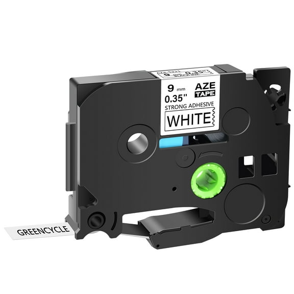 GREENCYCLE 1 Pack Extra Strength Adhesive Black on White Label Tape Compatible For Brother TZe-S221 TZ-S221 TZe-221,0.35 Inch,PT-P750W Labeling Maker