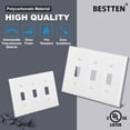 thumbnail image 2 of WWS-2 Pack 3-Gang Toggle Wall Plate, Unbreakable Polycarbonate Triple Light Switch Cover, cUL Listed Standard Size Faceplate, White, 2 of 4