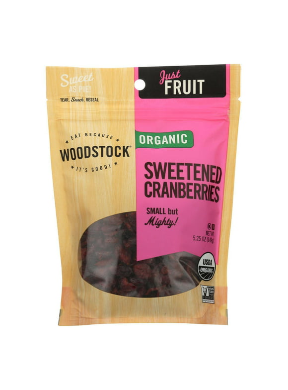 Woodstock Organic Sweetened Dried Cranberries - Case Of 8 - 5.25 Oz