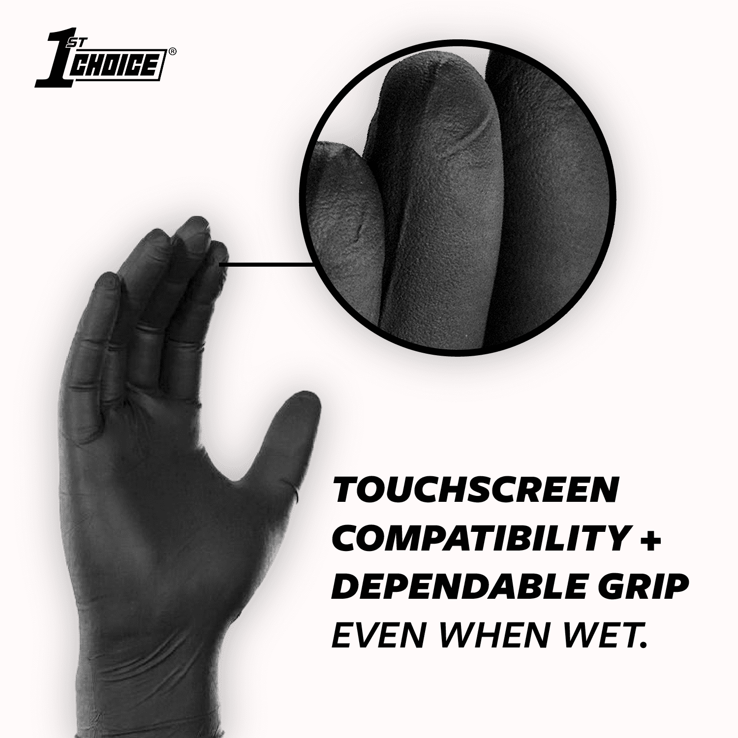 1st Choice Black Disposable Nitrile Gloves, Size Medium, 1000 Count, 6 mil