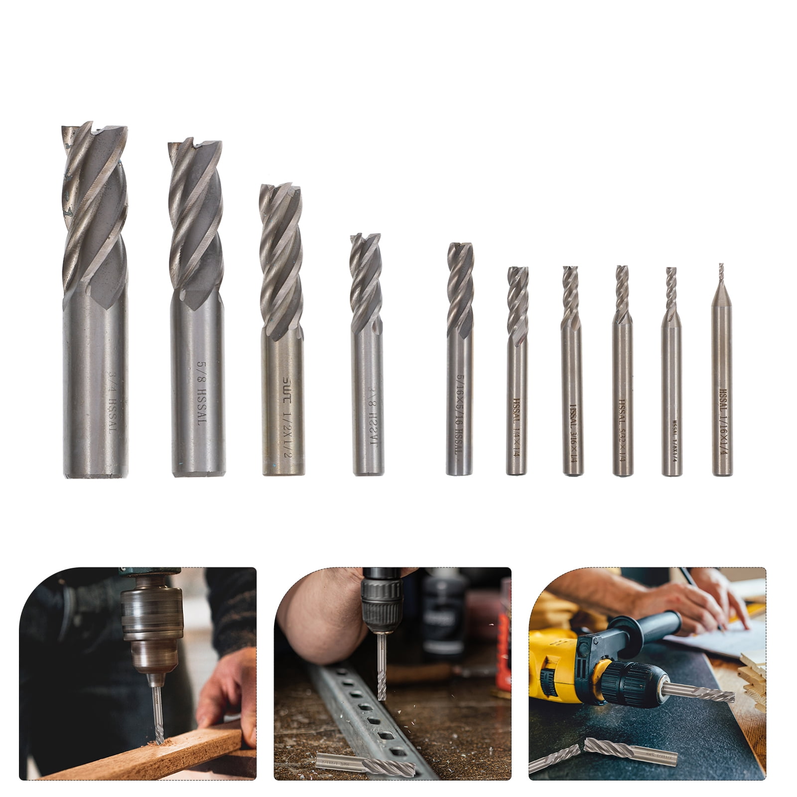 Voiceine 9pcs Milling Bit Engraving Milling Tool Milling Cutter Tool Carbide Drill Bits