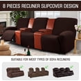 thumbnail image 6 of SHANNA Jacquard Stretch Recliner Sofa Covers, Soft Furniture Protector w/Side Pocket 3 Seater Reclining Couch Slipcovers (Brown, 3 Seater Recliner), 6 of 11