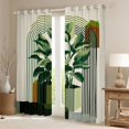 thumbnail image 2 of Homewish Tropical Monstera Leaf Black Out Curtains,Modern Geometric Striped Curtains Pack of 2 (42x63 Each),Green Beige Bedroom Curtains For Adults,Super Cozy Room Decor, 2 of 6