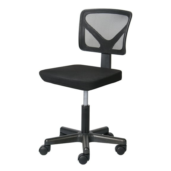 ZUNMOS Armless Office Chair, Low Back Swivel Chair, Height Adjustable Home Office Desk Chairs with Lumbar Support and Wheels for Small Spaces, Black