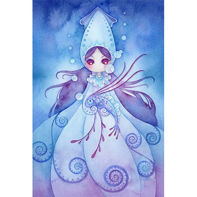 Taladro de pintura de diamante (DE9880) Vestido 5D Moon Girl DIY Imagen completa de dibujos animados (V935) 50x70cm FLhrweasw Nuevo