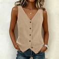 thumbnail image 2 of Lumtrix Vest Tops for Women Cotton Linen Summer Tank Top Lightweight Button Down Sleeveless Shirts V Neck Business Casual Tank 2026 for Work Office Vacation Khaki S, 2 of 5