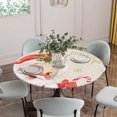 thumbnail image 5 of Red Santa Christmas Round Tablecloth for 36-44 Inch Tables, Fitted Table Cover with Elastic Edge, Xmas Snowflake Rustic Waterproof Outdoor Table Cloth Protector for Patio Garden Dinner Picnic, 5 of 9