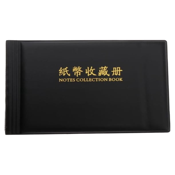 Advancent Álbum de billetes PU 30 páginas 60 bolsillos papel dinero moneda coleccionable libro carpeta recibo foto moneda almacenamiento Almacenamiento y organización del hogar Negro
