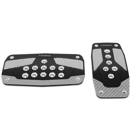 Nrg Carbon Fiber - NRG Innovations PDL-450BK Aluminum Automatic Transmission AT Foot Pedal Cover Plates w/Carbon Fiber Trim