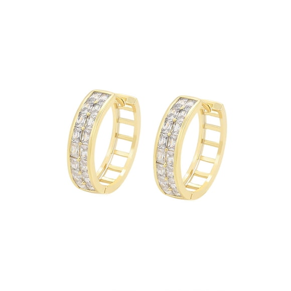 Arracadas Medianas Dama con Cristales Swarovski Oro 14K Lam dorado Unitalla