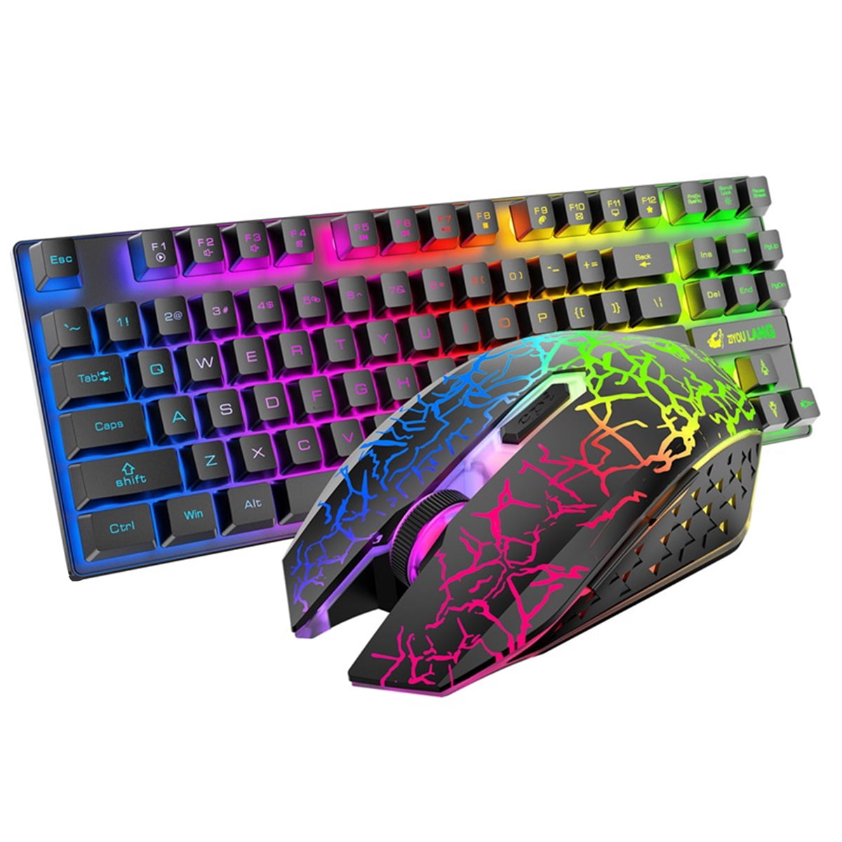 Wireless Keyboard and Mouse with Mouse Pad, 87Keys Mechanical Feeling RGB Backlit Waterproof Keyboard,3 Gear Adjustable DPI Mouse for Computer for Mac PC - Walmart.com