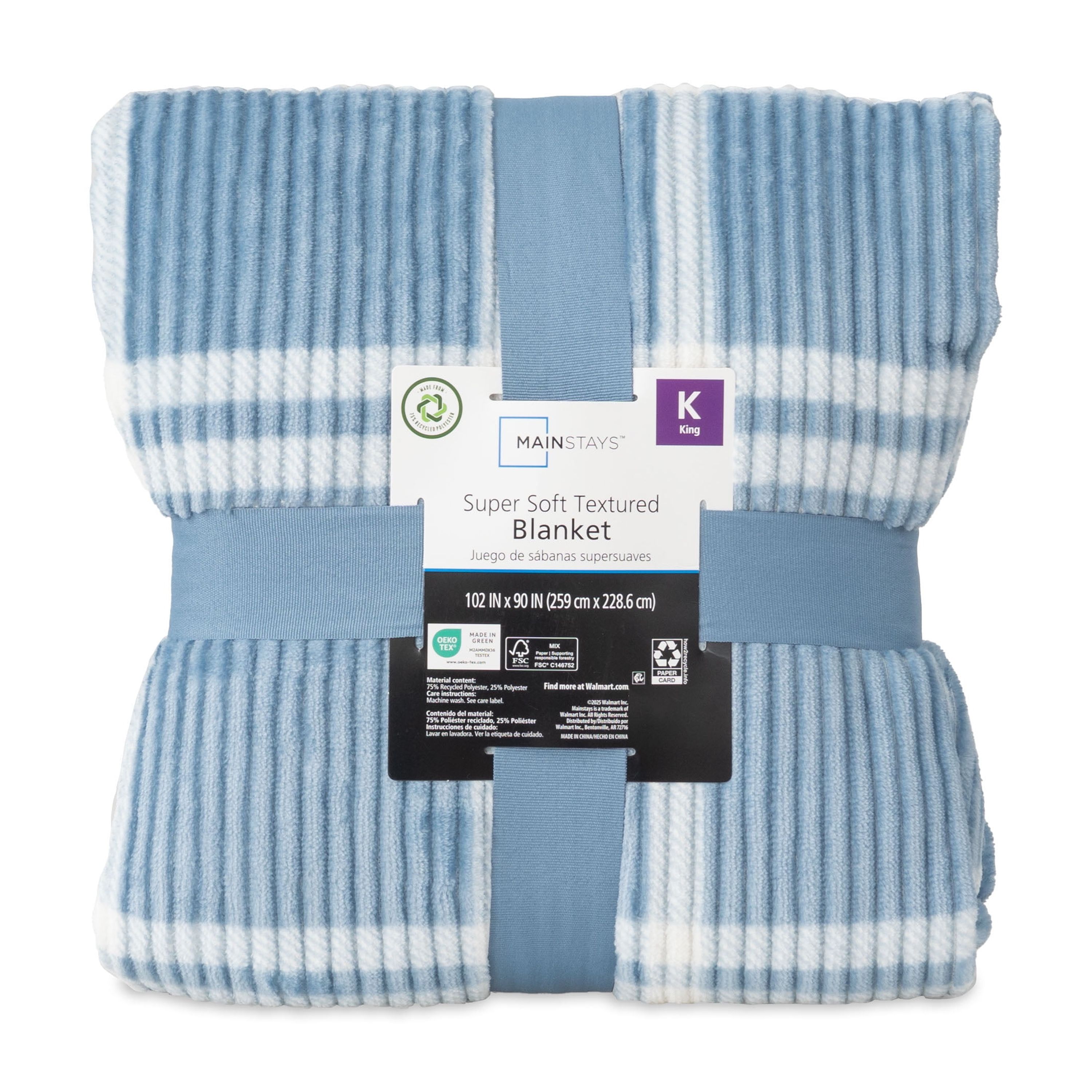 Mainstays Printed Textured Velvet Plush Super Soft Bed Blanket
