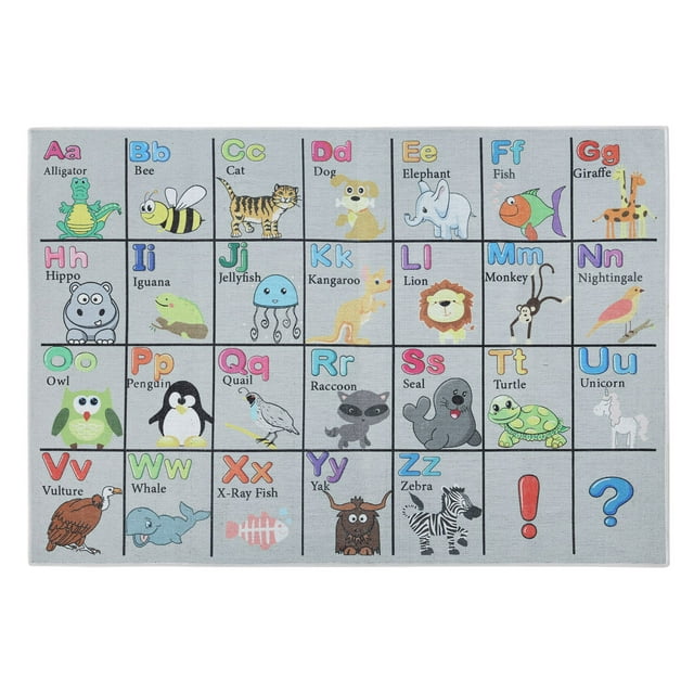 Low Pile Kids Rug for Playroom - Ultra-Thin Non-Slip Kids Area Rug - Washable Cotton Educational Rug for Kids Room - 39.5 x 59 Inches Basketball Rug for Kids