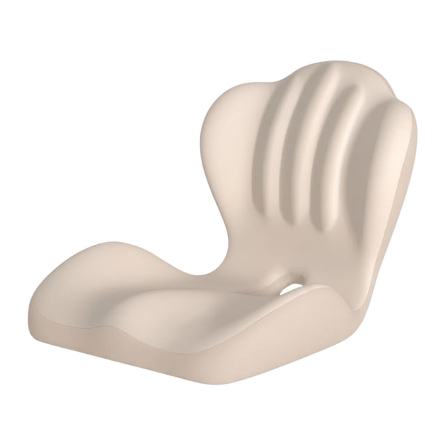 Cojín de asiento de espuma viscoelástica con respaldo en forma de L para silla de oficina o de viaje Beige