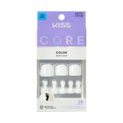 Kiss Core Color Press On Toenails, Toe-tally Yours, White, 26 Count