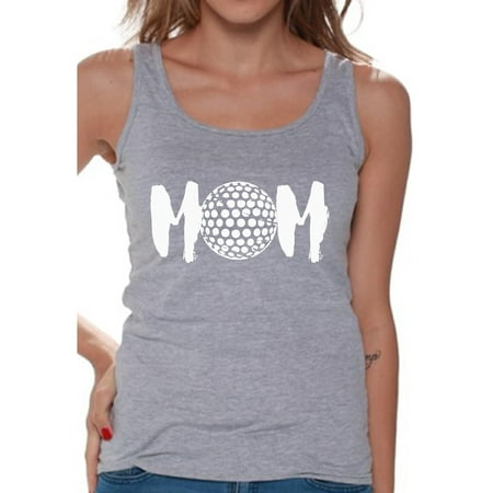 Women's Golf MOM Golfing Graphic Tank Tops White Sport Mom's Gift Mother's