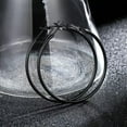 thumbnail image 4 of 18K Gold Black Plating Large Round Hoop Earrings Women Stainless Steel 30-100mm, 4 of 6