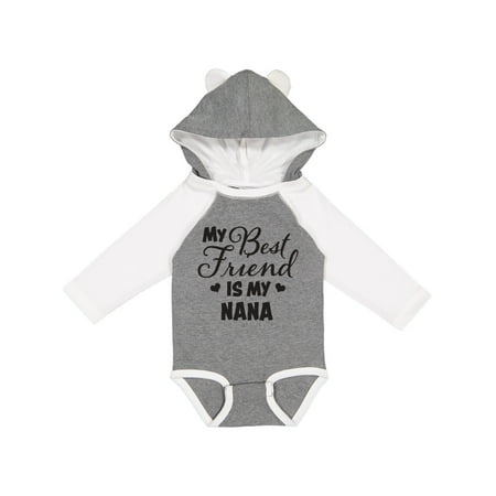 

Inktastic My Best Friend is My Nana with Hearts Gift Baby Boy or Baby Girl Long Sleeve Bodysuit