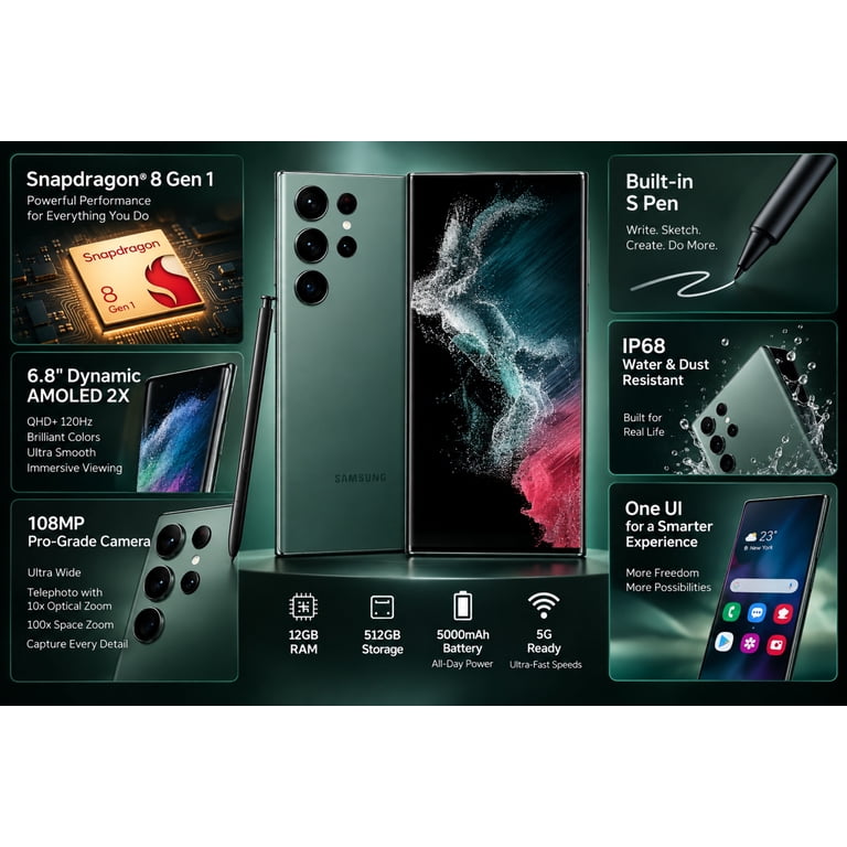 Samsung Galaxy S22 Ultra S9080 5G 512GB 12GB RAM Dual SIM GSM Samsung Galaxy S22 Ultra S9080 5G 512GB 12GB RAM Dual SIM GSM