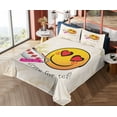 thumbnail image 4 of Ambesonne Emoji Fitted & Top Sheet Set with Sham, Drink Me Cup Care for Tea Art, Mustard Champagne Red, 4 of 5