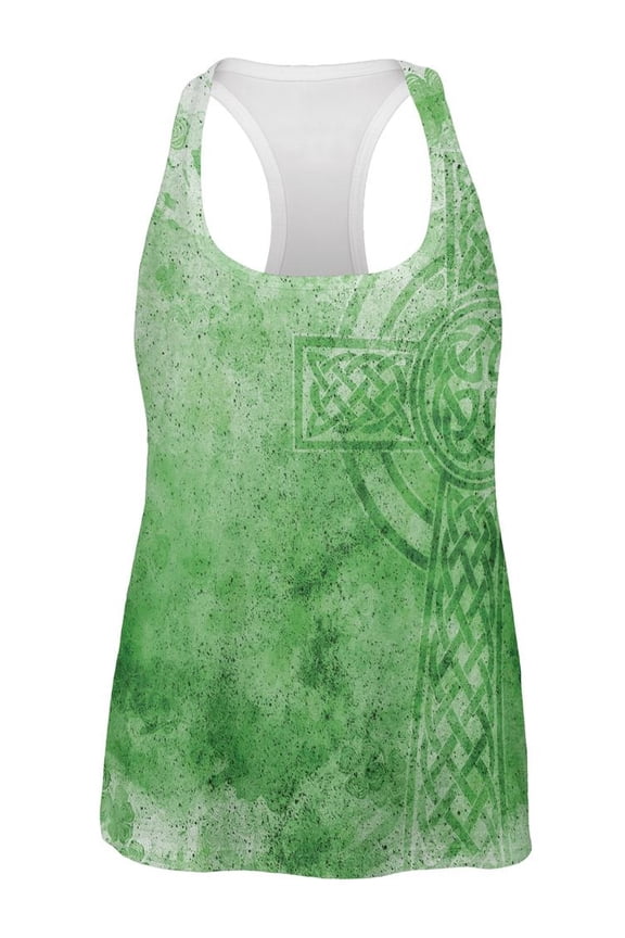 St. Patricks Day Dirty Irish Celtic Cross All Over Womens Work Out Tank Top Multi 2XL