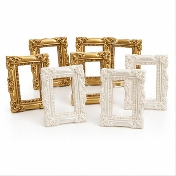 OUNONA Vintage Mini Resin Photo Frame Accessories Rectangle and White