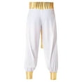 thumbnail image 6 of inlzdz Mens Arabian Prince Fancy Dress Gold Trim Open Front Vest with Pants Outfits Burgundy&White 3XL, 6 of 7