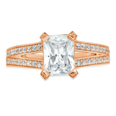 2.45 ct Emerald Cut Real Genuine Natural Diamond SI1-SI2 I-J 18K Rose Gold Promise Wedding Statement Engagement Designer Ring size 3.5
